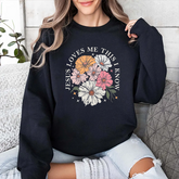 Christian Floral Crewneck Sweatshirt β βJesus Loves Me This I Knowβ