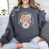 Christian Floral Crewneck Sweatshirt — “Jesus Loves Me This I Know”