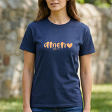 Amen Heart T‑Shirt — Faith Graphic Tee with Script "Amen" and Heart