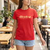 Amen Heart T‑Shirt — Faith Graphic Tee with Script "Amen" and Heart