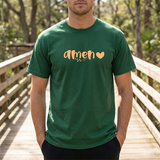 Amen Heart T‑Shirt — Faith Graphic Tee with Script "Amen" and Heart