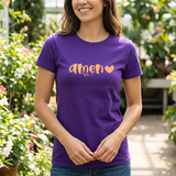 Amen Heart T‑Shirt — Faith Graphic Tee with Script "Amen" and Heart
