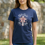 God Is Good All the Time T-Shirt — Pink Cross Christian Faith Tee