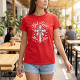 God Is Good All the Time T-Shirt — Pink Cross Christian Faith Tee