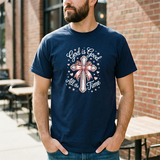 God Is Good All the Time T-Shirt — Pink Cross Christian Faith Tee