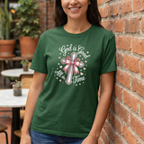 God Is Good All the Time T-Shirt — Pink Cross Christian Faith Tee