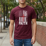 Faith Over Fear T-Shirt — Christian American Flag Cross Tee
