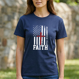 Faith Over Fear T-Shirt — Christian American Flag Cross Tee