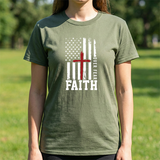 Faith Over Fear T-Shirt — Christian American Flag Cross Tee