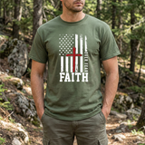 Faith Over Fear T-Shirt — Christian American Flag Cross Tee