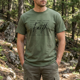 Faith Words T‑Shirt — Inspirational Christian Tee with 'Faith' Script and Motivational Background Text