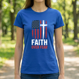 Faith Over Fear American Flag Cross T‑Shirt