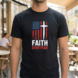 Faith Over Fear American Flag Cross T‑Shirt
