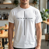 Faith Over Fear T‑Shirt — Minimal Christian Cross Tee