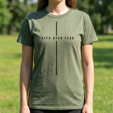 Faith Over Fear T‑Shirt — Minimal Christian Cross Tee
