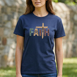 Faith Cross T‑Shirt — Rustic Inspirational Christian Tee