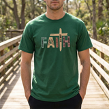Faith Cross T‑Shirt — Rustic Inspirational Christian Tee