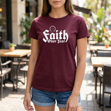 Faith Over Fear T‑Shirt — Bold Gothic Christian Tee