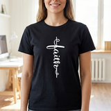 Faith Vertical Script Tee — Inspirational Christian T-Shirt
