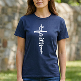 Faith Vertical Script Tee — Inspirational Christian T-Shirt