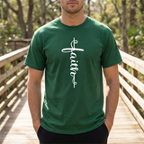 Faith Vertical Script Tee — Inspirational Christian T-Shirt