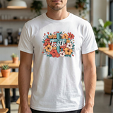 Faith Floral T-Shirt — Vintage Cross & Flowers Christian Tee