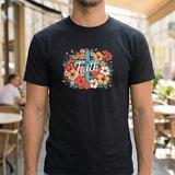 Faith Floral T-Shirt — Vintage Cross & Flowers Christian Tee