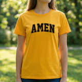 Amen Graphic Tee — Vintage Black Text Christian T‑Shirt