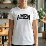 Amen Graphic Tee — Vintage Black Text Christian T‑Shirt