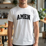 Amen Graphic Tee — Vintage Black Text Christian T‑Shirt