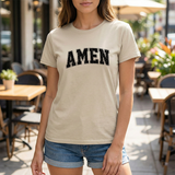 Amen Graphic Tee — Vintage Black Text Christian T‑Shirt