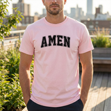 Amen Graphic Tee — Vintage Black Text Christian T‑Shirt
