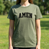 Amen Graphic Tee — Vintage Black Text Christian T‑Shirt