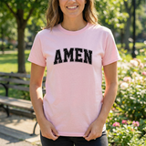 Amen Graphic Tee — Vintage Black Text Christian T‑Shirt