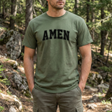 Amen Graphic Tee — Vintage Black Text Christian T‑Shirt