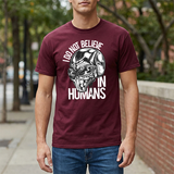 Alien Graphic Tee — "I Do Not Believe In Humans" Sci‑Fi Skull T-Shirt
