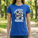 Alien Graphic Tee — "I Do Not Believe In Humans" Sci‑Fi Skull T-Shirt