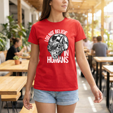 Alien Graphic Tee — "I Do Not Believe In Humans" Sci‑Fi Skull T-Shirt