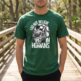 Alien Graphic Tee — "I Do Not Believe In Humans" Sci‑Fi Skull T-Shirt