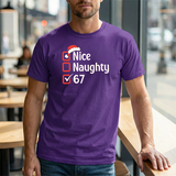 Christmas Checklist Tee – "Nice, Naughty, 67" Funny Holiday T‑Shirt