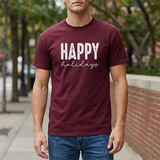 Happy Holidays Tee — Minimal Holiday Greeting T-Shirt