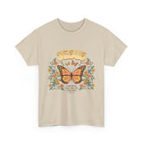 Bohemian Jesus Tee, Vintage Butterfly T-Shirt, Spiritual Apparel, Faith-based Graphic Tee, Unisex Heavy Cotton Shirt