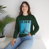 Winter Mountain Sweatshirt — 'WINTER' Snowy Peak Crewneck