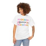 Progress Over Perfection Tee, Inspirational T-Shirt, Motivational Gift, Creative Apparel, Unisex Cotton Shirt