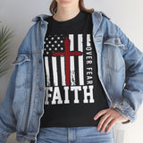 Faith Over Fear T-Shirt — Christian American Flag Cross Tee