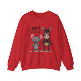 Crewneck Sweatshirt — "I Don't Give A" Cute Mouse & Donkey Graphic