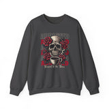 Skull & Roses 'Addicted' Crewneck Sweatshirt — Born to Be Brave Gothic Coffee Lover Pullover