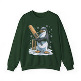 Cricket Penguin Crewneck Sweatshirt – Cute Winter Sports Design