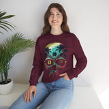 Skull Sunglasses Sweatshirt — Tropical Palm Skull Crewneck ("13" Lens)