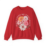 Christian Floral Crewneck Sweatshirt — “Jesus Loves Me This I Know”